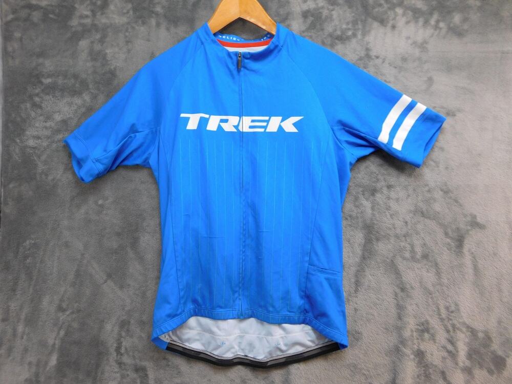 Bontrager Shirt Mens L Blue Short Sleeve Circuit Jersey Full Zip Reflective